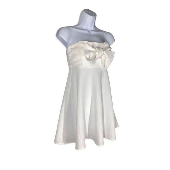 Show Me Your Mumu Womens Enchanted Bow Babydoll Stapless Dress Bone Stretch SZ M - Picture 4 of 8